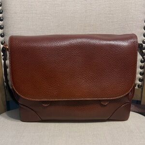 Lord & Taylor Vintage Rich Brown Leather Messenger Bag